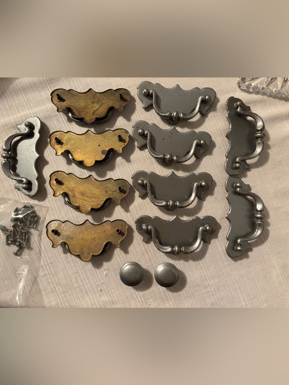 Lot of 13 Vintage Drawer Hardware 11 Batwing Handles 2 Round Pulls